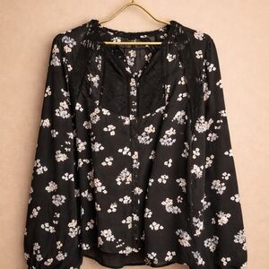 Kaari Blue Black Floral Blouse
